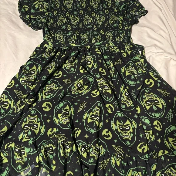 Sourpuss Werewolf Black and Green Dress - Picture 2 of 5